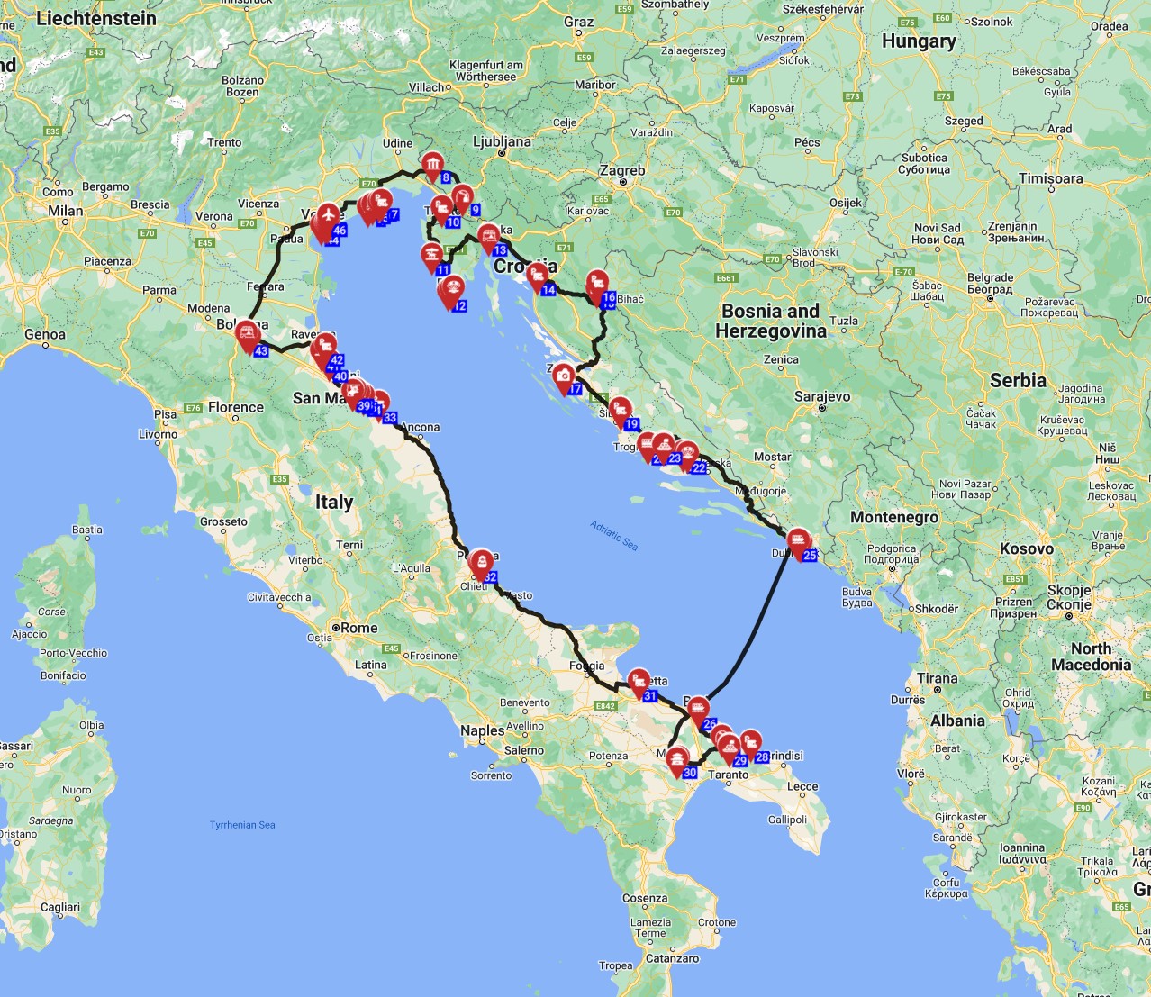 Venice Roundtrip - South - Adriatic sea Croatia Slovenia Italy